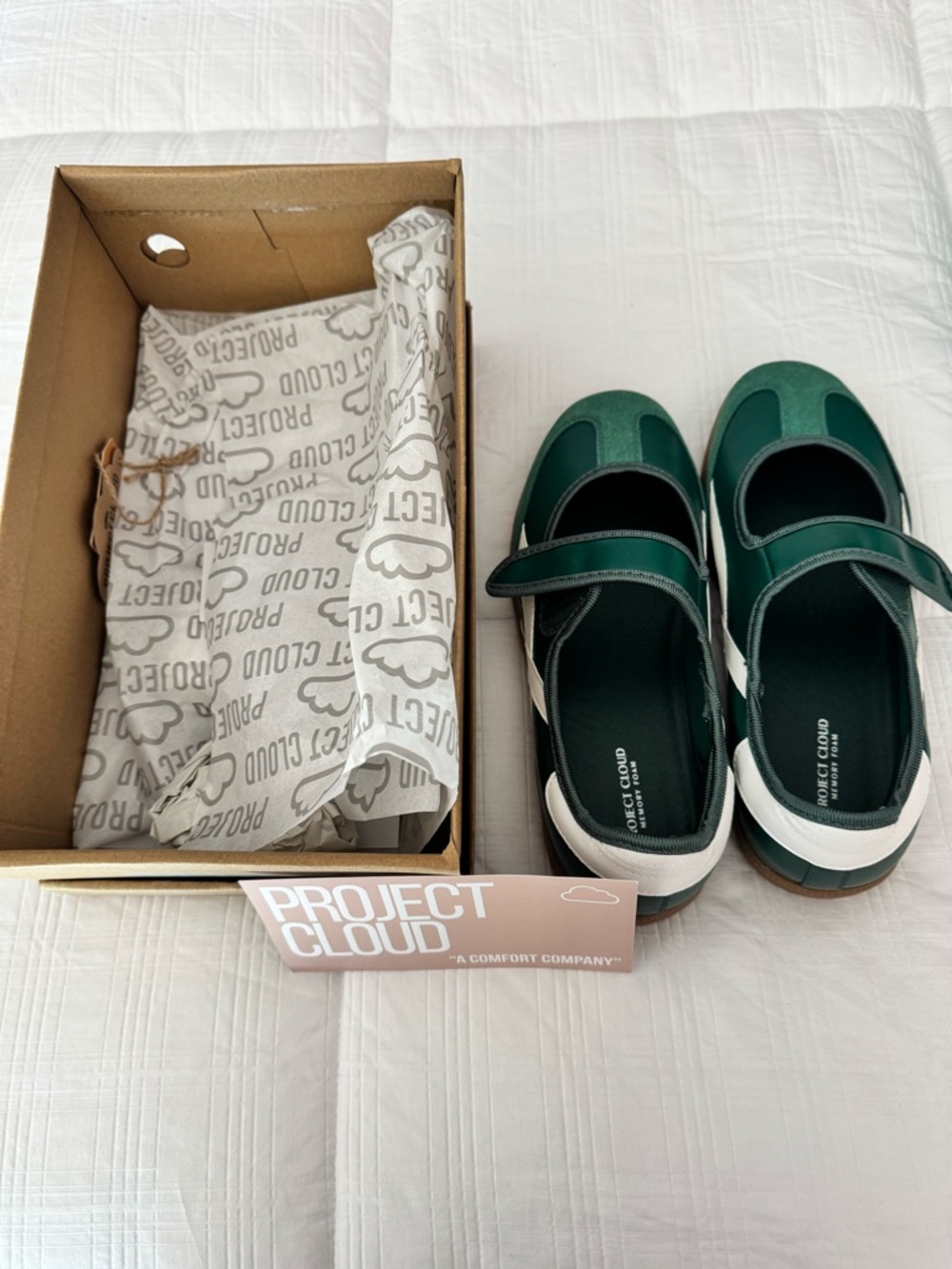 Project Cloud Women's Green Mary Jane Memory Foam Flats - Picture 2 of 5